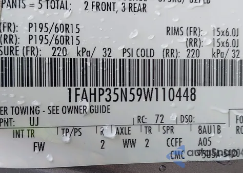 2009 Ford Focus Se z USA, uszkodzony, nr VIN 1FAHP35N59W110448